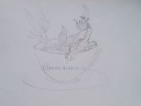 Fairy, mermaid and dragon using a, well, tea mug as bath tub